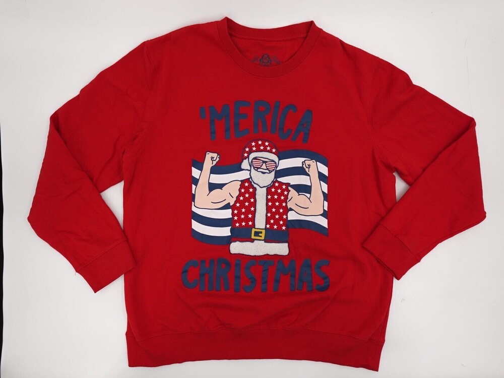 American Rag Cie Sweatshirt Mens XXL Red Christmas Santa Graphic Merica